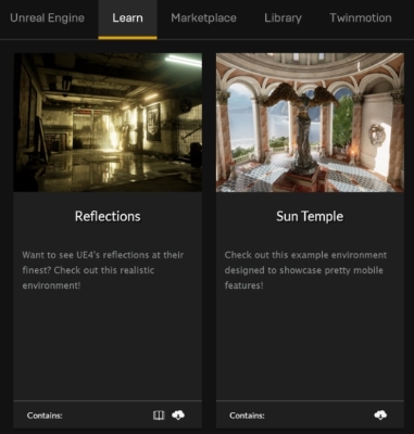 Epic Launcher Learn Section