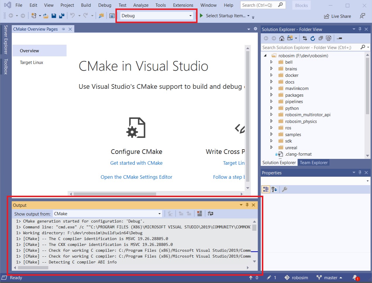 VS 2019 CMake Project Detected