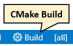 VS Code bottom toolbar CMake Build button