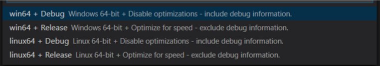 VS Code bottom toolbar CMake configs