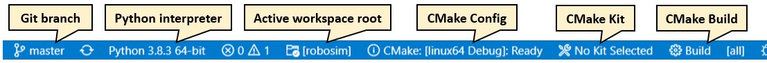 VS Code bottom toolbar sections